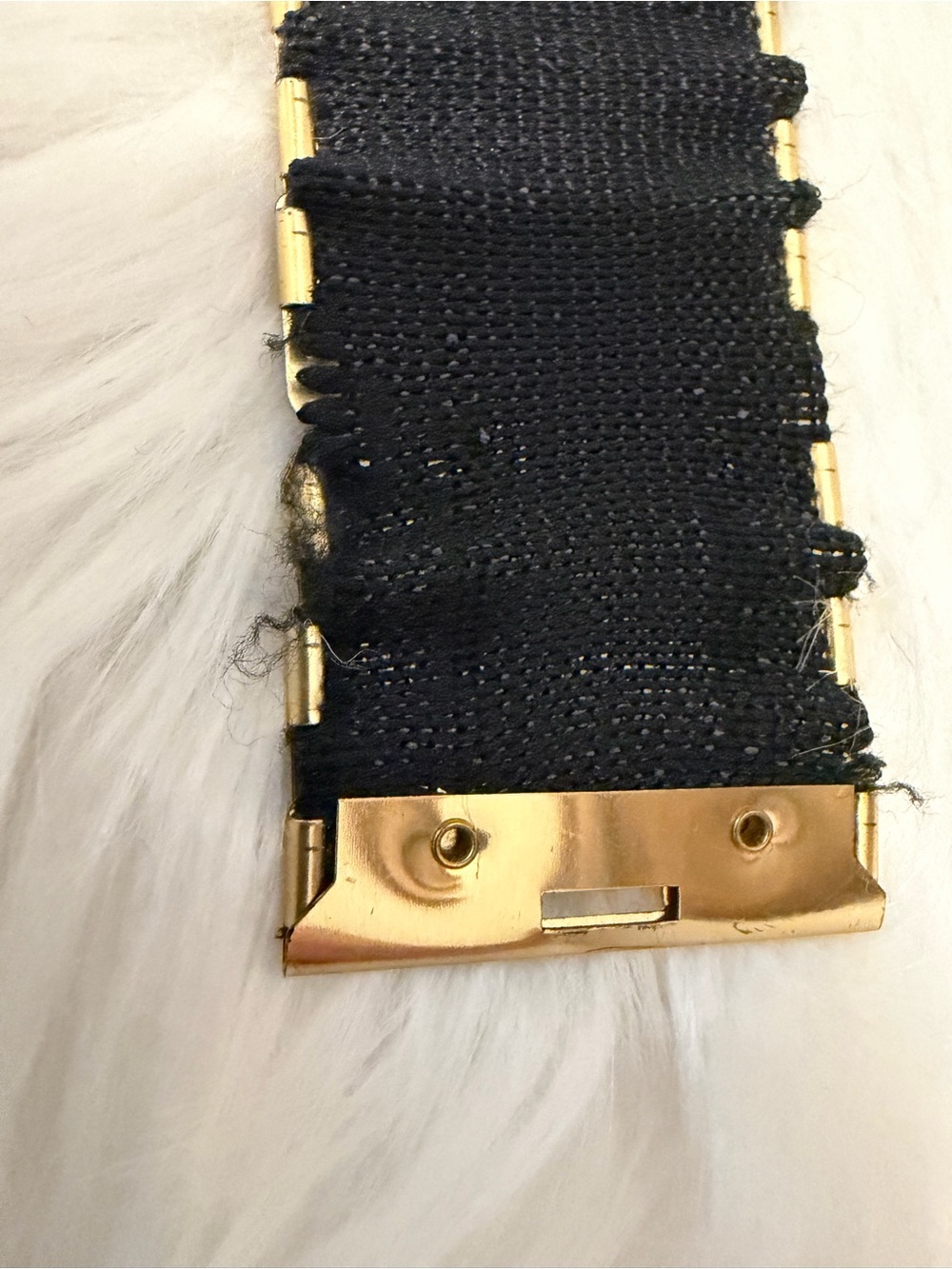 Vintage 80s Gold Metallic Scale Elastic Belt Rhinestone Buckle SIZE LARGE/X-LG - Picture 12 of 13